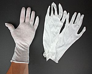 Light White Cotton Gloves - Long Large - 1 pair